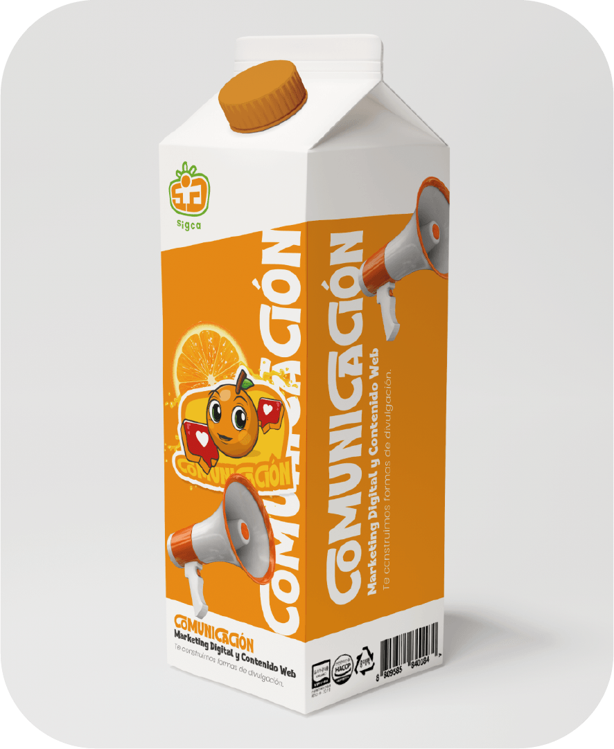 Diseño 3D de empaque publicitario para estrategia de comunicaciones y redes sociales